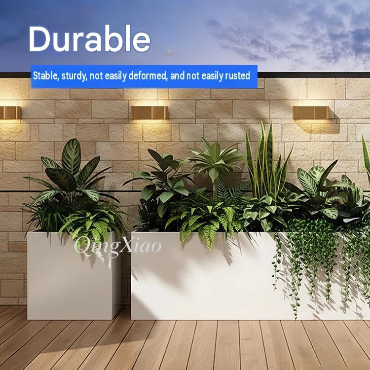 Custom Galvanized Metal Planter Box Outdoor Floor‑Standing Plant Container for Park Street Plaza Landscape Greening Project