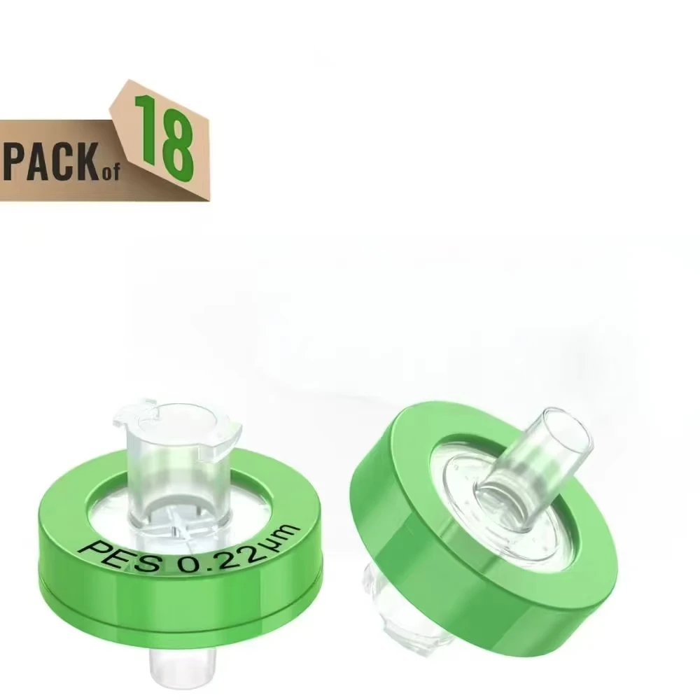 Syringe Filter 13mm PES Membrane 0.22μm Pore Size,13mm Diameter,hydrophilic,Not Sterile 18Pcs by Ks-Tek