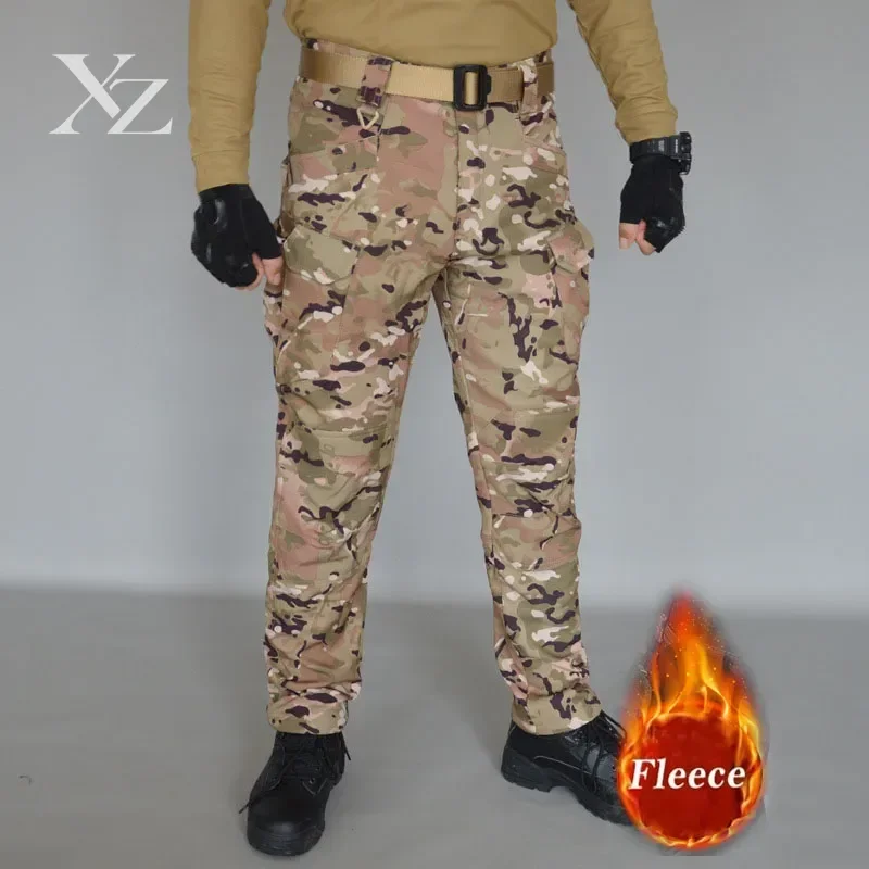 Men Winter Waterproof Fleece Tactical Cargo Pants {} Climbing Skiing Trekking Fishing Camping Hiking Trouser Jackets Sharkskin