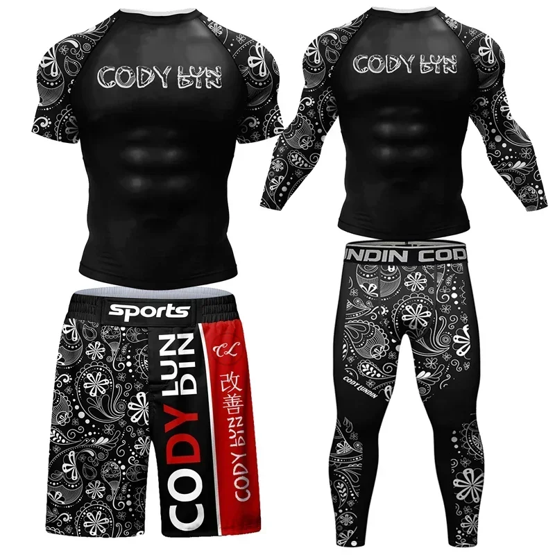 

Fitness Gym Clothing Men MMA Muay Thai Sportswear Compression Sport Boxing Set Tracksuit Training Bodybuilding Workout Rashguard