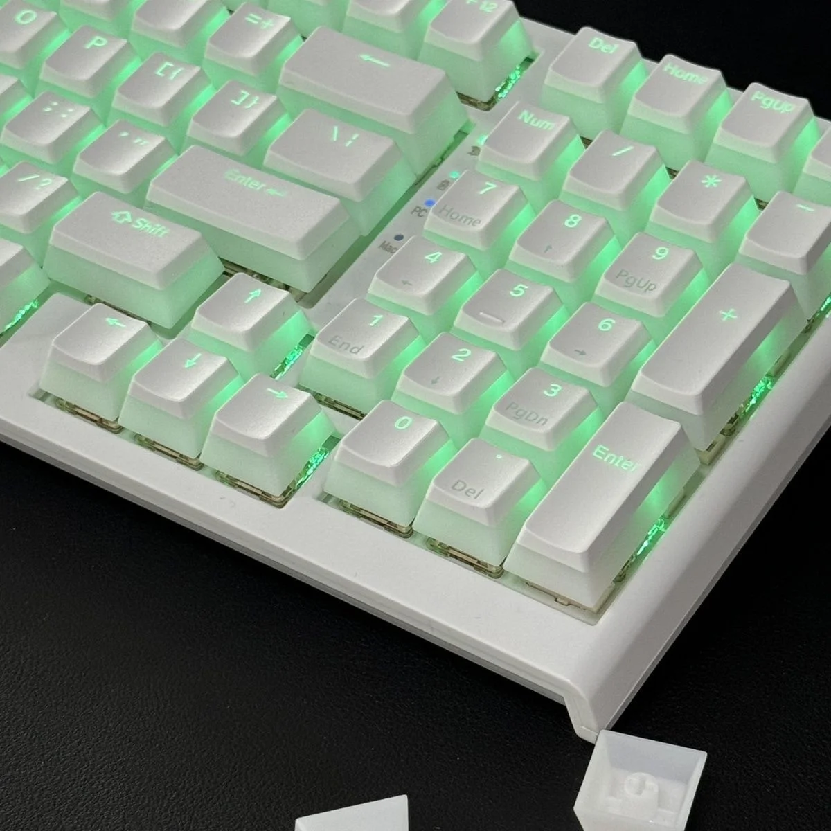 OEM Profile White Pudding PBT Double Shot Keycaps 129 Key Shine Through Keycap for Cherry MX Switches Gaming Mechanical Keyboard