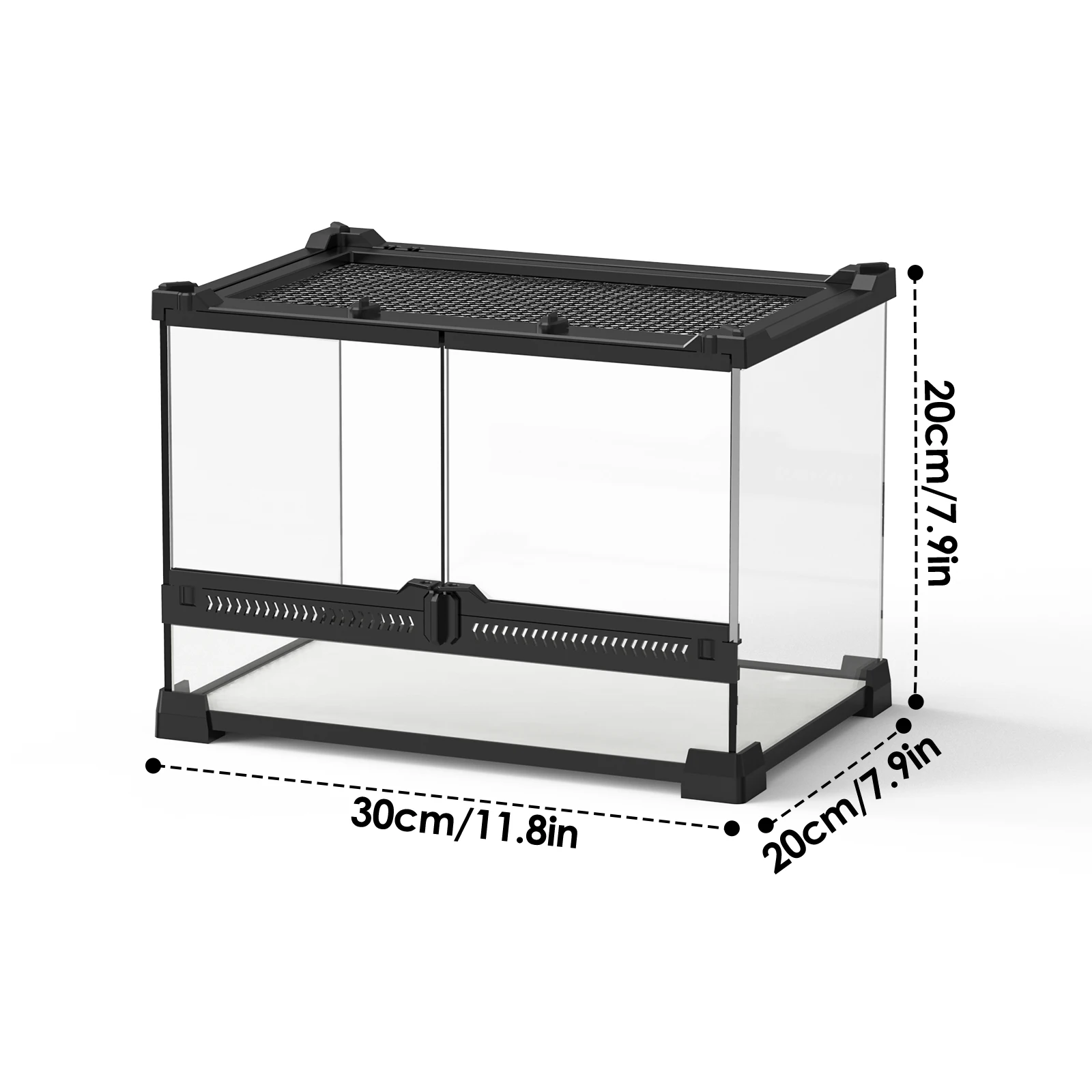 Tempered Glass Reptile Terrarium – Rectangle Habitat for Lizards, Amphibians – Dual Opening, for Frogs, Snakes, Turtles, Spiders