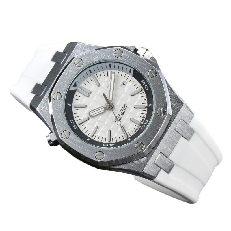 2025 Men's Luxury Quartz Watch Silicone Strap Sapphire Crystal Waterproof 100M Luminous Date Display Business Casual Style Free