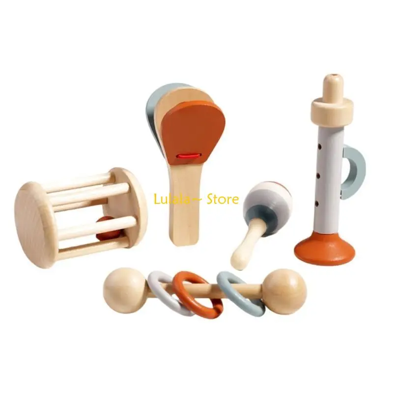 Y4QA 5pcs 나무 음악 세트 악기 장난감 유치원 어린이 Orff 음악 장난감 아기 선물 음악 학습 타악기 장난감