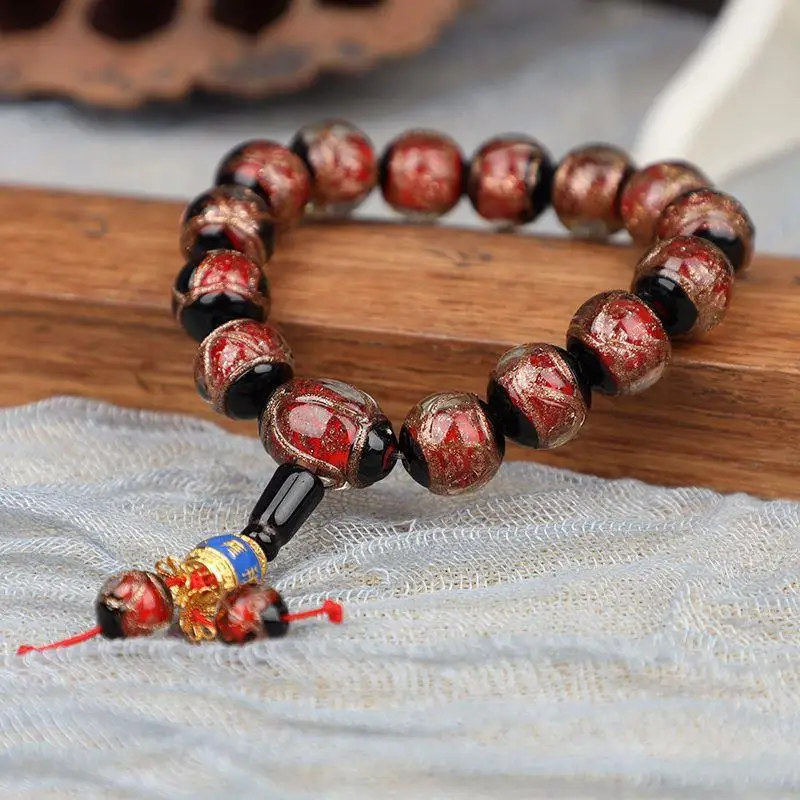 

Beijing Circulation Fragrant Gray Colored Glaze Bracelet Five-Color Multi-Treasure Swallowing Gold Beast Cinnabar Zodiac Beads B