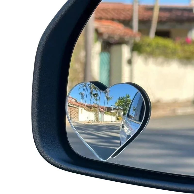 New Adjustable Heart Shaped Car Reversing Aid Rearview Convex Mirror Car Blind Spot Rearview Mirror 360 Degree 2PCS/SET