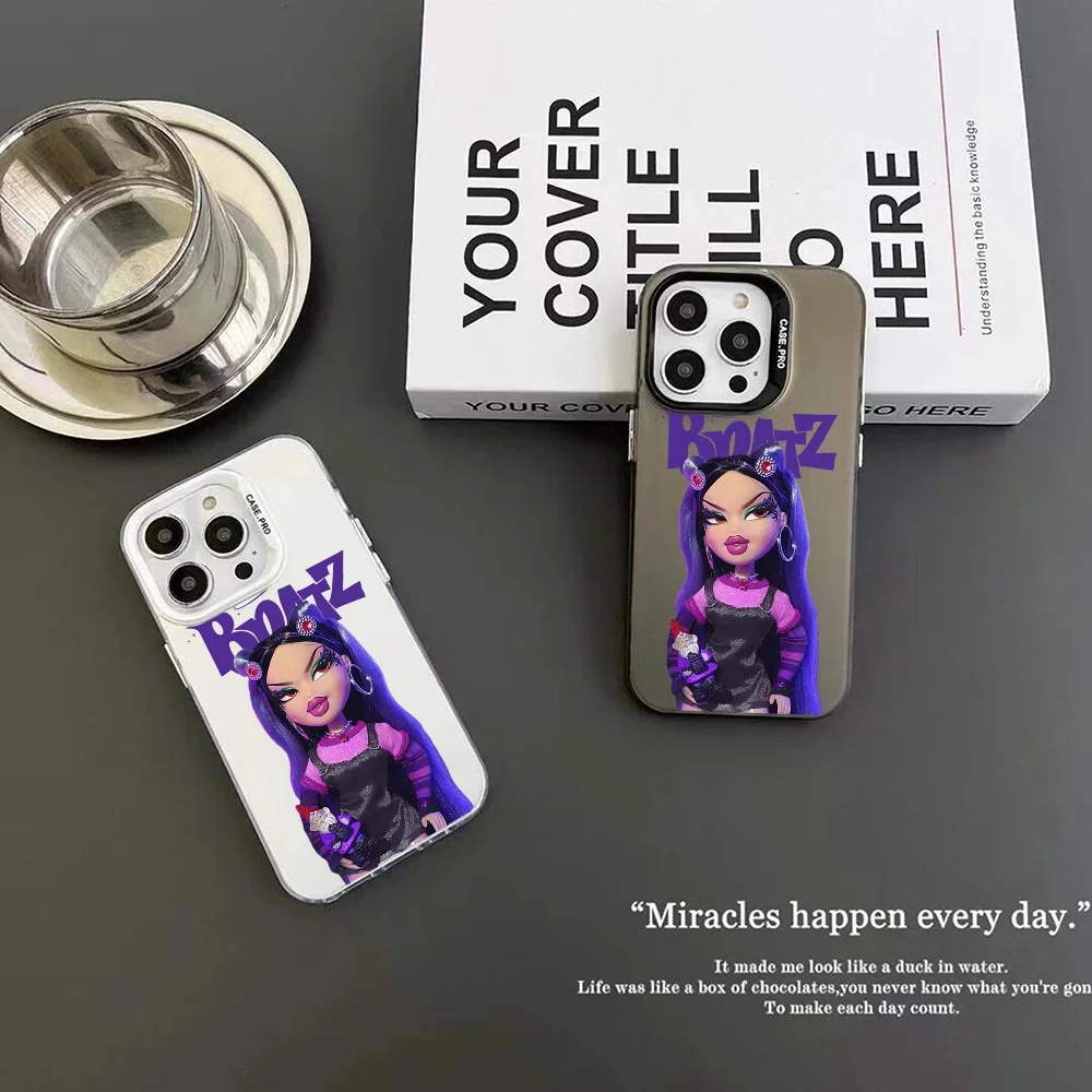 1pc Bratz Doll Phone Case IMD Color Silver Shell For IPhone 16 15 14 13 12 11 Pro Max Plus