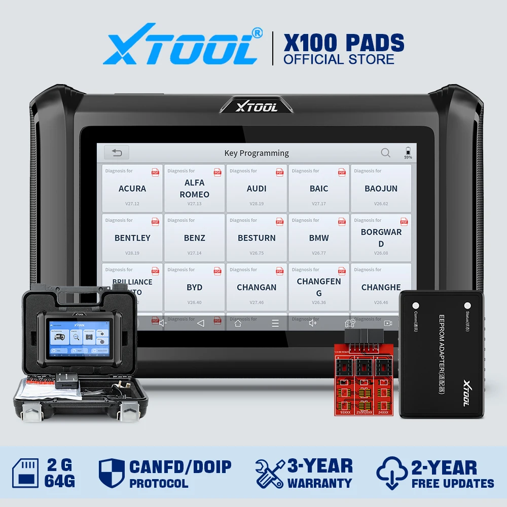 XTOOL X100 PADS Car Key Programmer Key Generator Read Pin Code All System Diagnostic Scanners Automotive Scanner With CANFD DOIP