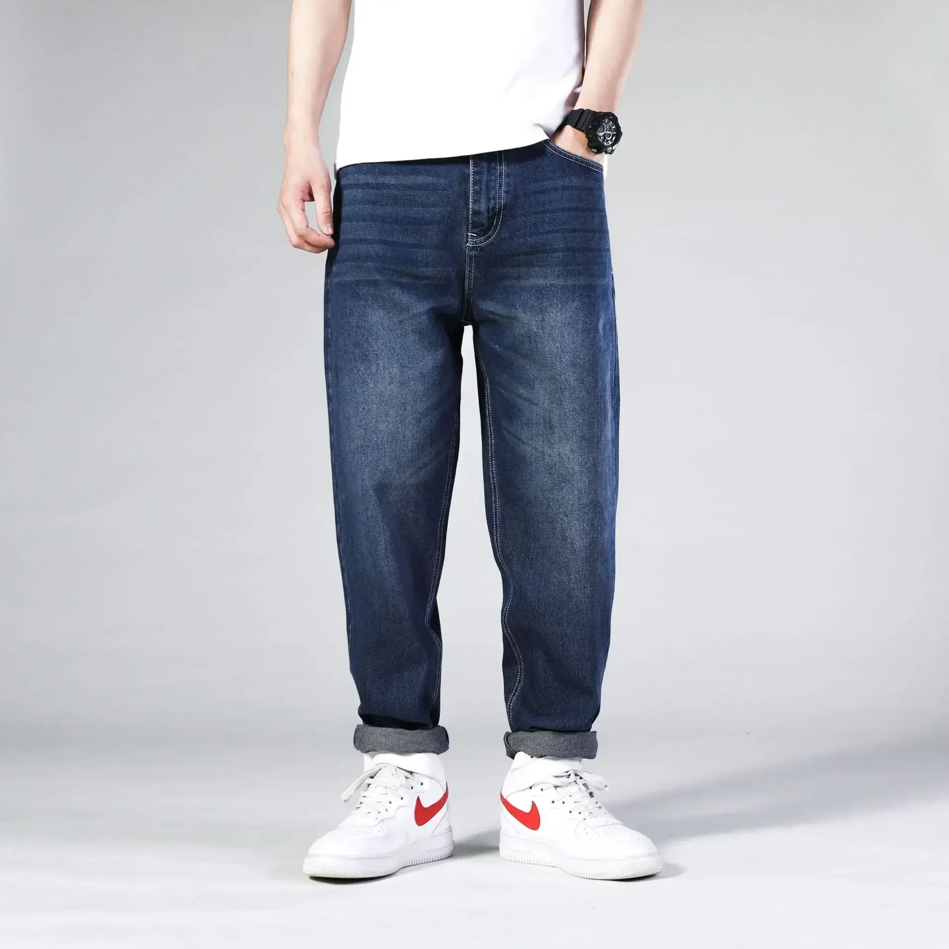 

Men Baggy Jeans Hip Hop High Waist Skateboard Pants Washed Denim Trousers Casual Vintage Denims 2024 Autumn Winter Streetwear