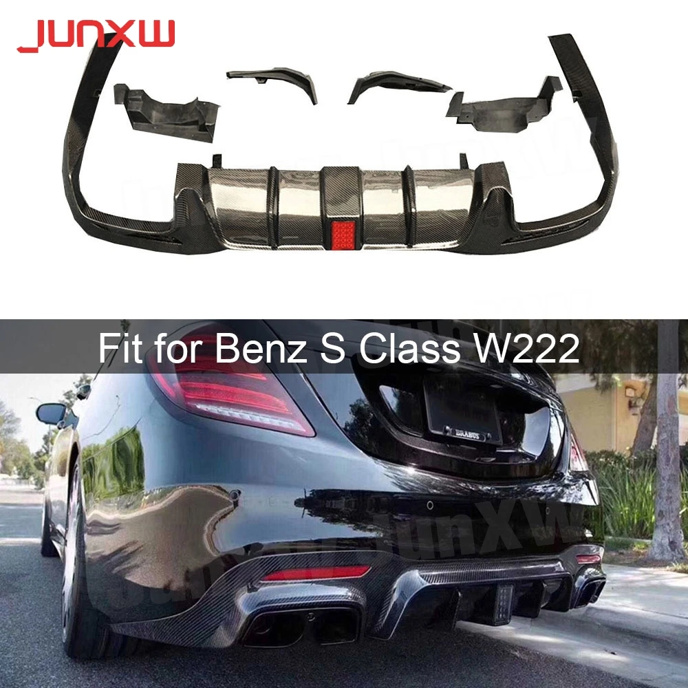 

Carbon fiber Rear Bumper lip Diffuser With Tail Throa for Mercedes Benz S Class W222 S63 S65 AMG 2018 2019 Auto Car Part