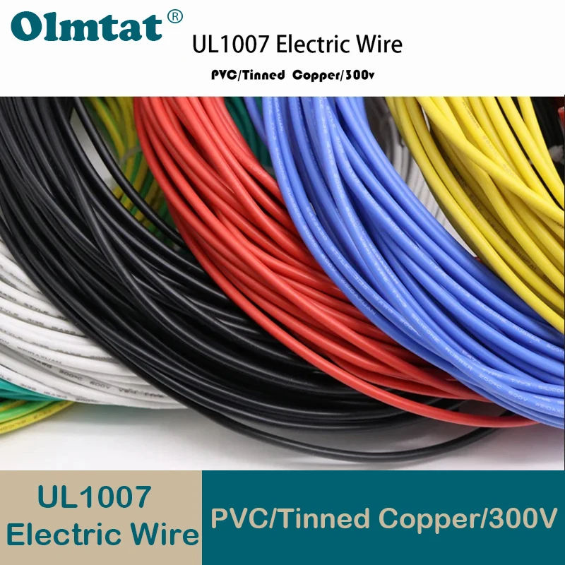 

UL1007 Electric Wire 2/10M 30 28 26 24 22 20 18 16 AWG PVC Insulated Tinned Copper Cable LED Lamp Lighting Line 300V Multi