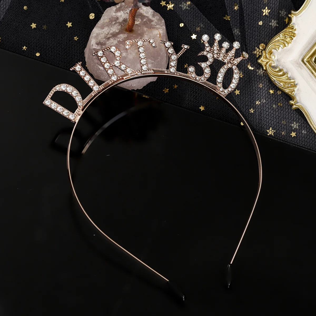 Glänzendes Strass-Stirnband mit englischen Buchstaben „Alles Gute zum Geburtstag“ für Frauen, Zinklegierungsmaterial, Party-Schmuck, beliebtes Haar-Accessoire – Detail 27