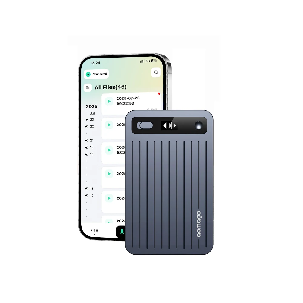 

Ultra Slim 64GB AI Notes Voice Recorder W/Case AI Smart Digital Voice Recorder with App Audio Recording Magnetic for Meetings