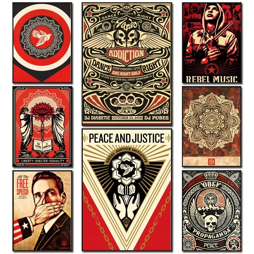 1PC Vintage Abstract Shepard Fairey Street Art Poster Paper Print Home Living Room Bedroom Entrance Bar Restaurant Cafe Art