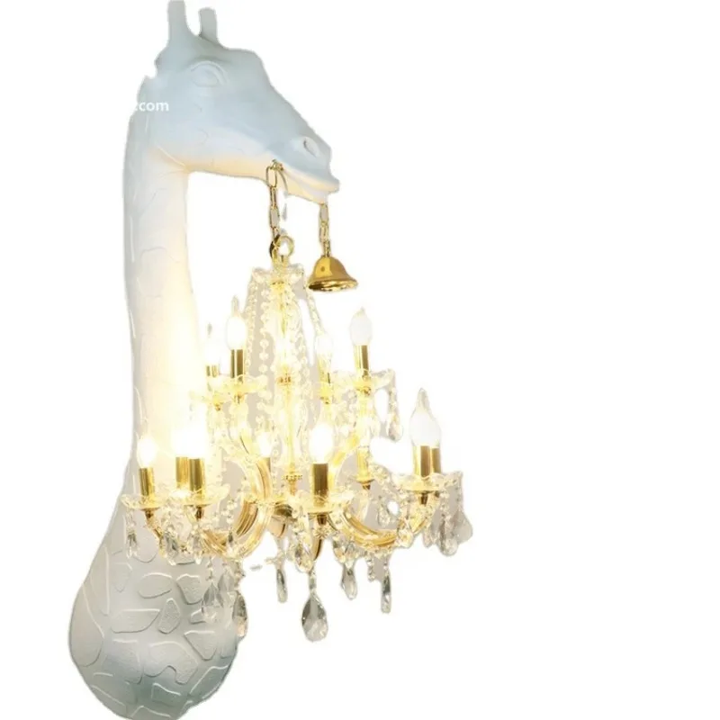 Giraffe in Love Wall Lamp Large Decoration Indoor Outdoor Chandelier Bracket Lighting Luxury Resin Sconce Lighting with LED Bulb