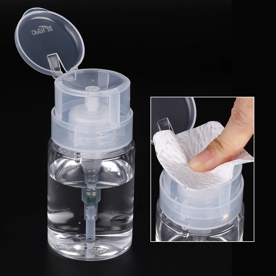 

100ml Empty Press Pump Dispenser Clear Nail Refillable Bottles Nail Art Gel Polish Remover Cleaner Makeup Bottle Manicure Tools