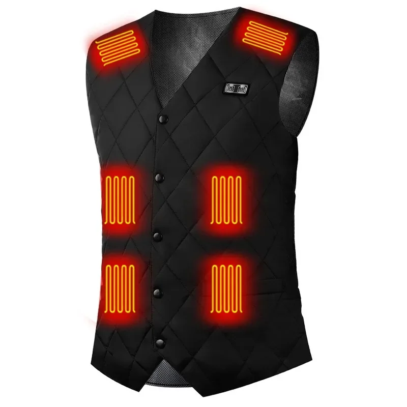 16 Places Zones Heated Vest Coat 3 Gears Thermal Electric Heating Clothing USB Charging Electric Heating Vest for Outdoor Travel