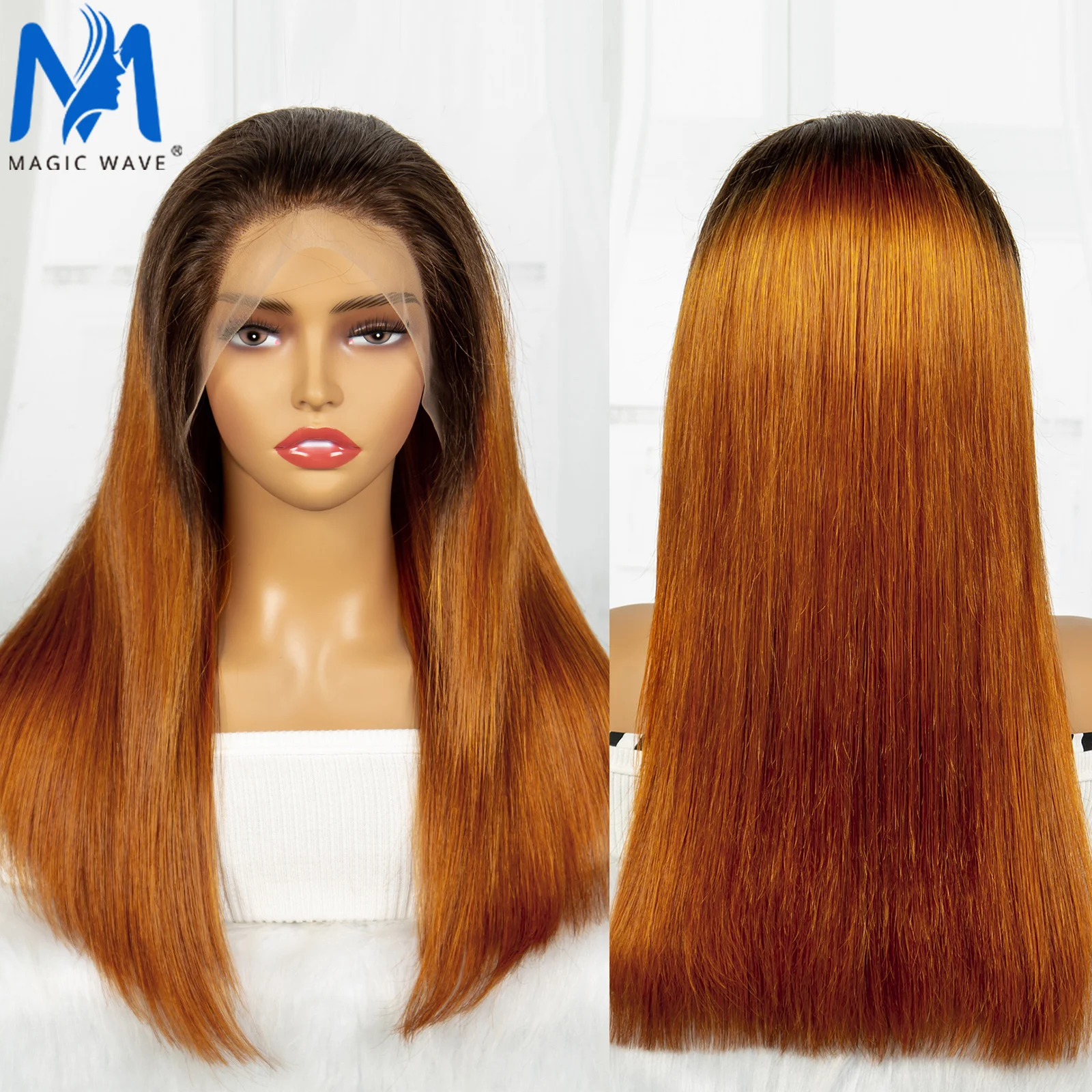 

Double Drawn 250% Density Ombre Ginger Straight Bob Human Hair for Black Women 13x4 Lace Frontal Colorful Hair Wig PrePlucked