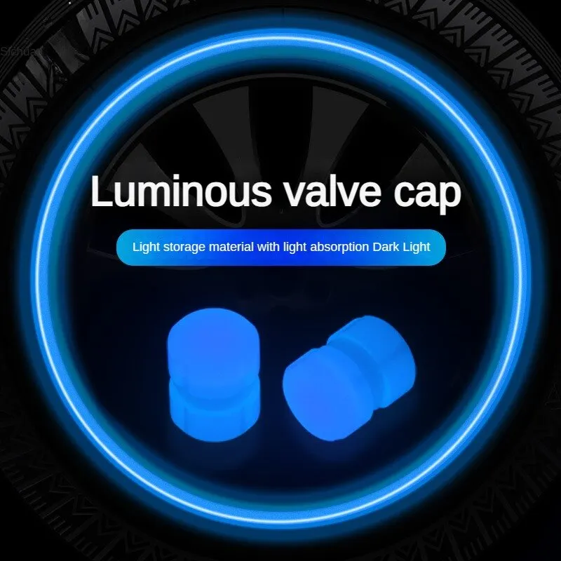 Luminous Valve Cap Fluorescent Blue Light Car Motorcycle Bicycle Wheel Modeling Universal Dustproof Nozzles Cover Accessories