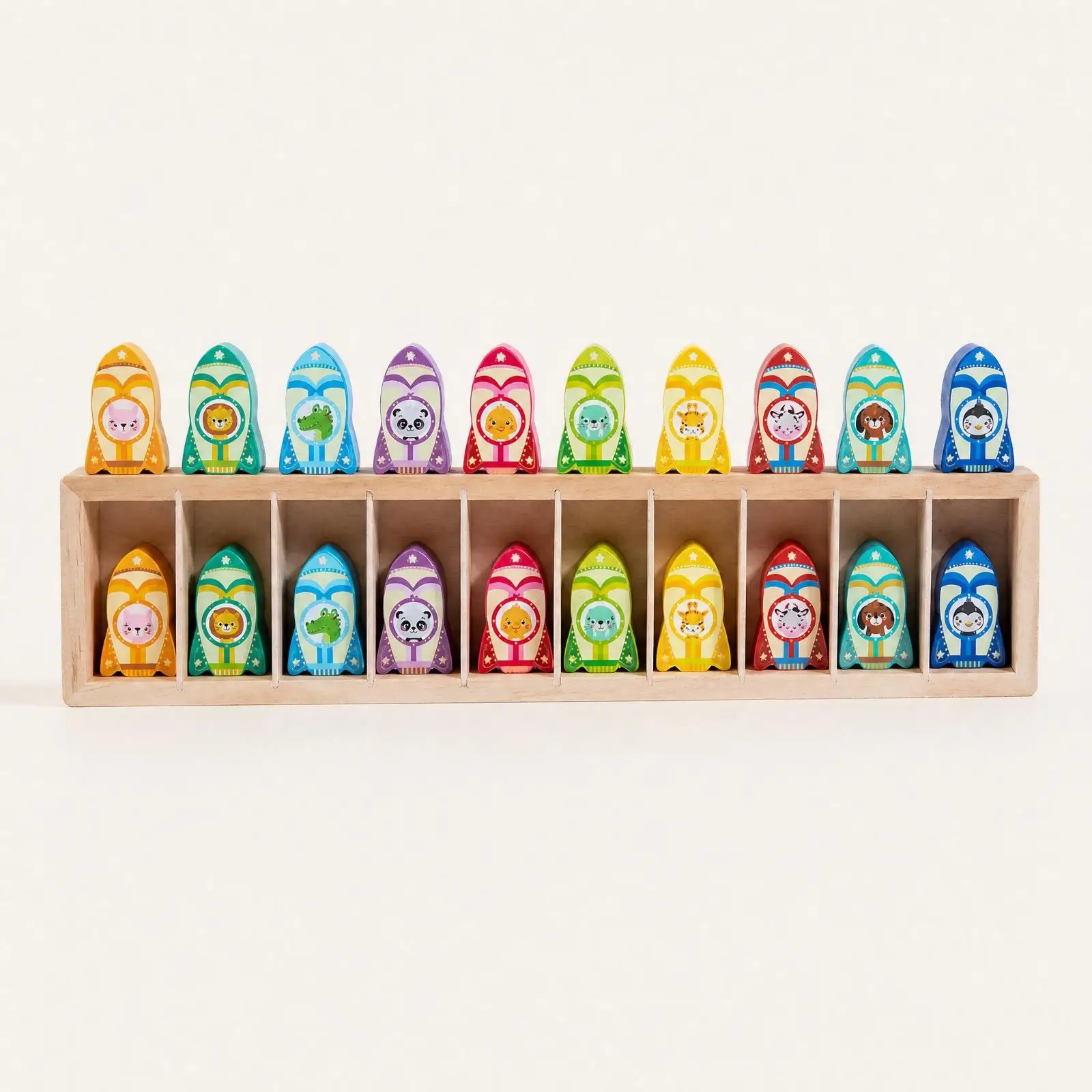 Preschool Memory Game Wooden Tabletop Set with Illustrated Pieces for Parent Child Bonding Activities
