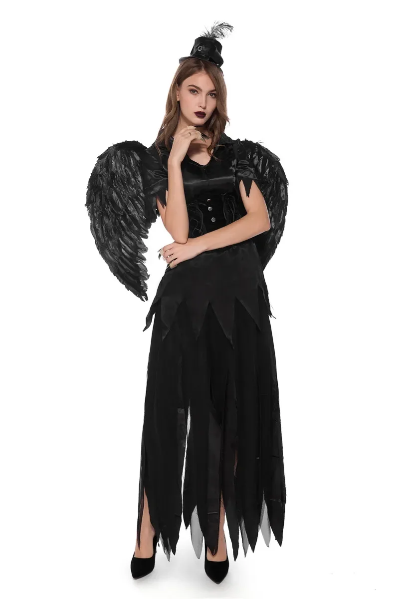 Costume da angelo scuro sexy di Halloween per adulti, costume da vampiro, sposa, demoni, cosplay, costume da festa