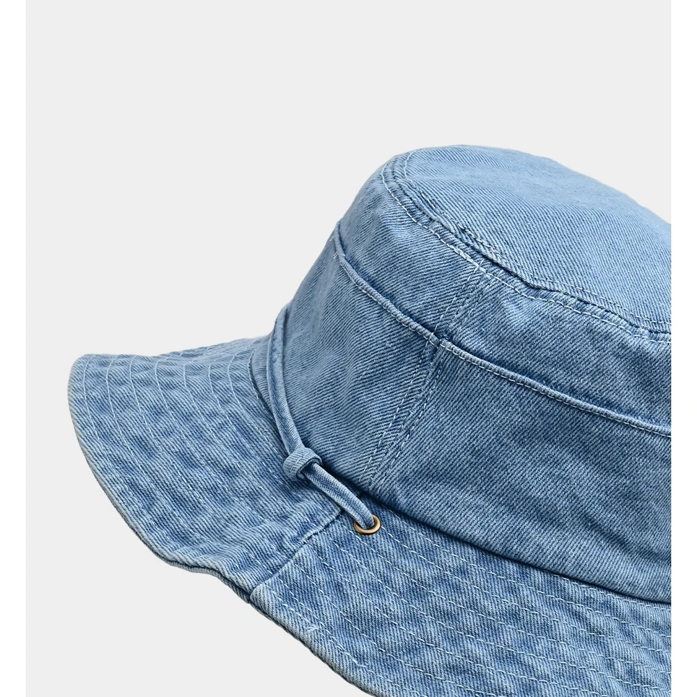 Emmer Hoed String Vrouwen Zonwering Denim Duurzaam Brede Rand Panama Cap Accessoire Voor Vakantie Buiten Strand Lente Zomer