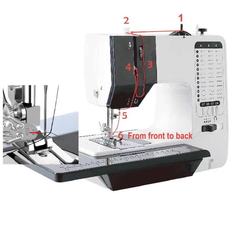 Imagem -02 - Mini Máquina de Costura Portátil Substituível Calcador pé Elétrica com Mesa de Extensão Overlock Cadeia Botão 738 738