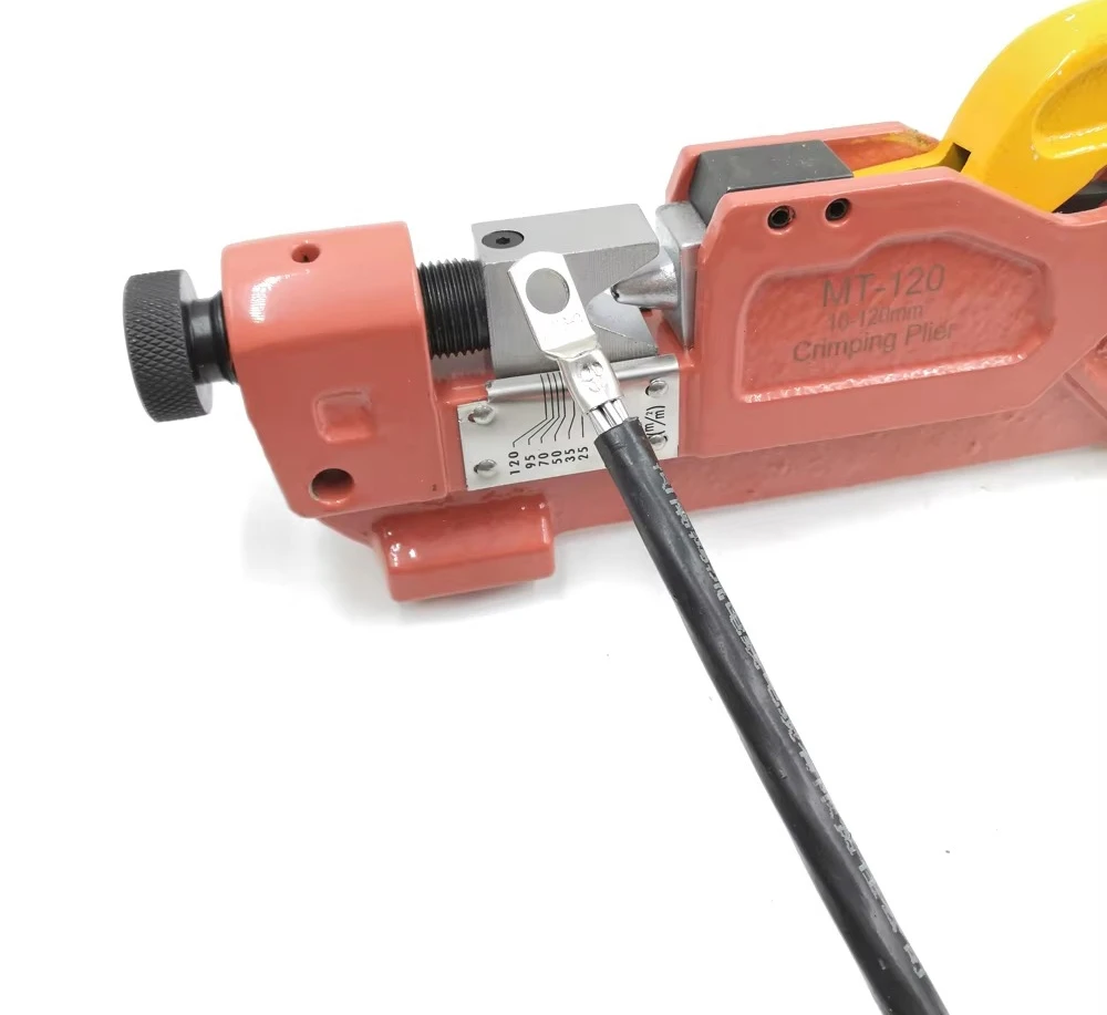 KH-120 Heavy Duty Cable Lug Indent Crimper Tubular Cable Lugs Connector Crimping Tool Plastic Nylon Copper Pliers Clamp Grip