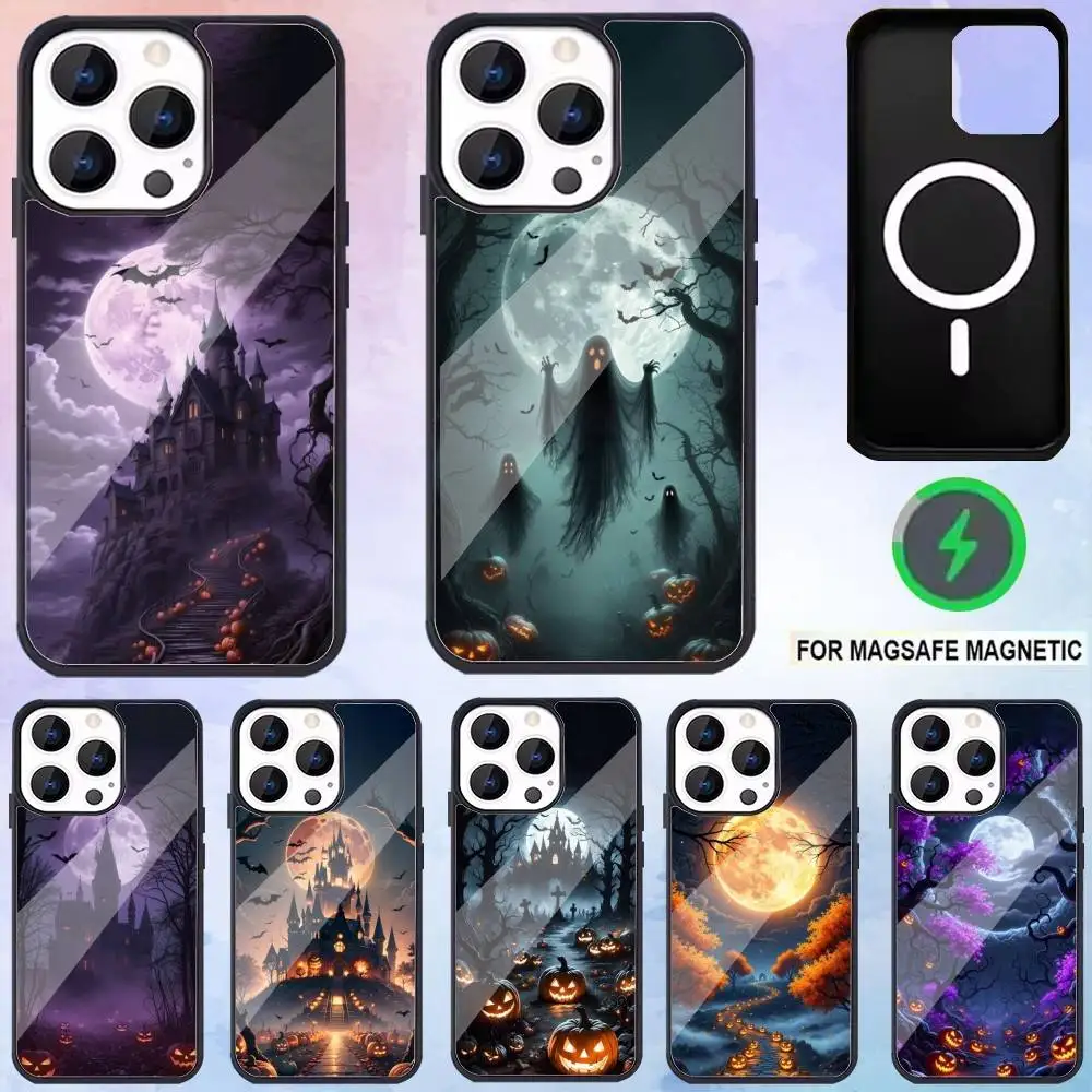 

halloween moon Phone Case For iPhone17,16,15,14,13,12,11 Plus,Pro Max Magnetic Magsafe Wireless Charging