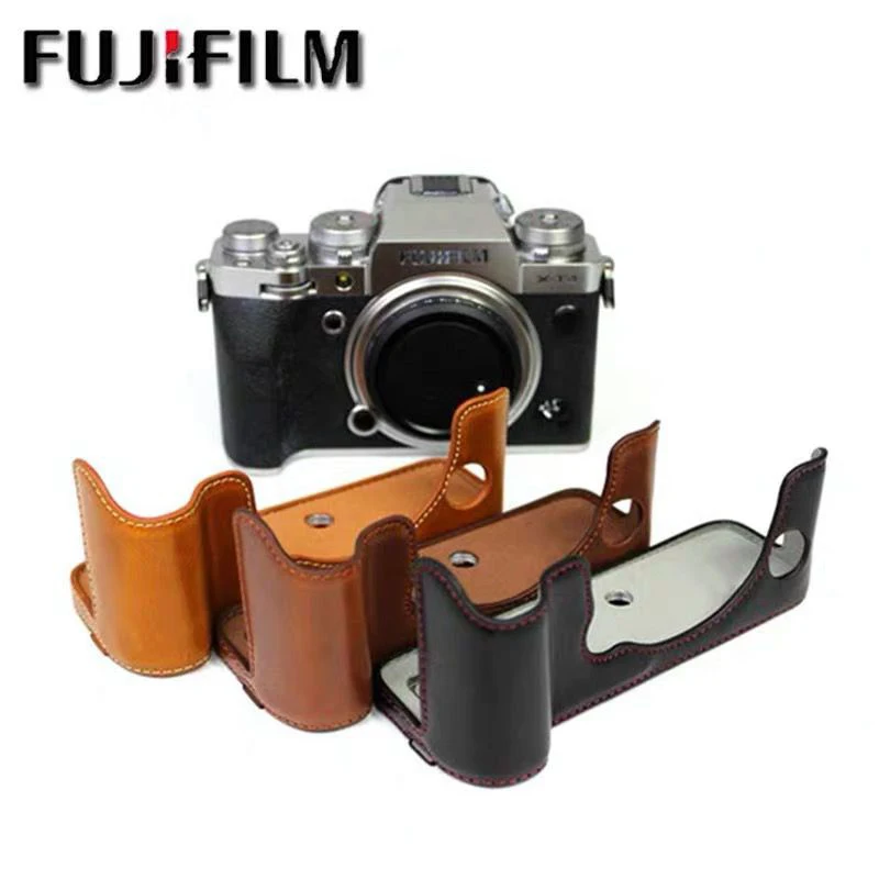 PU Leather Case Shell Camera Video Bag Half Body Base Protector for Fujifilm X-T4 Fuji XT4 XT-4 Protective Opening Bottom Cover