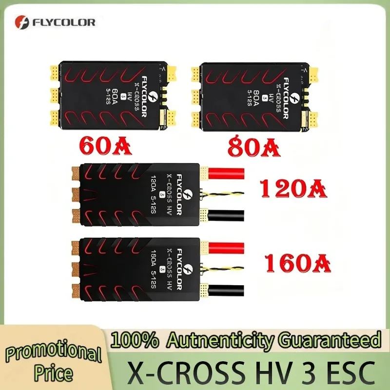 FLYCOLOR X-CROSS HV 3 RC ESC 60A/80A/120A/160A 5-12S BLHeli-32 64MHz 32-Bit Brushless Speed Controllers for RC FPV Racing Drone