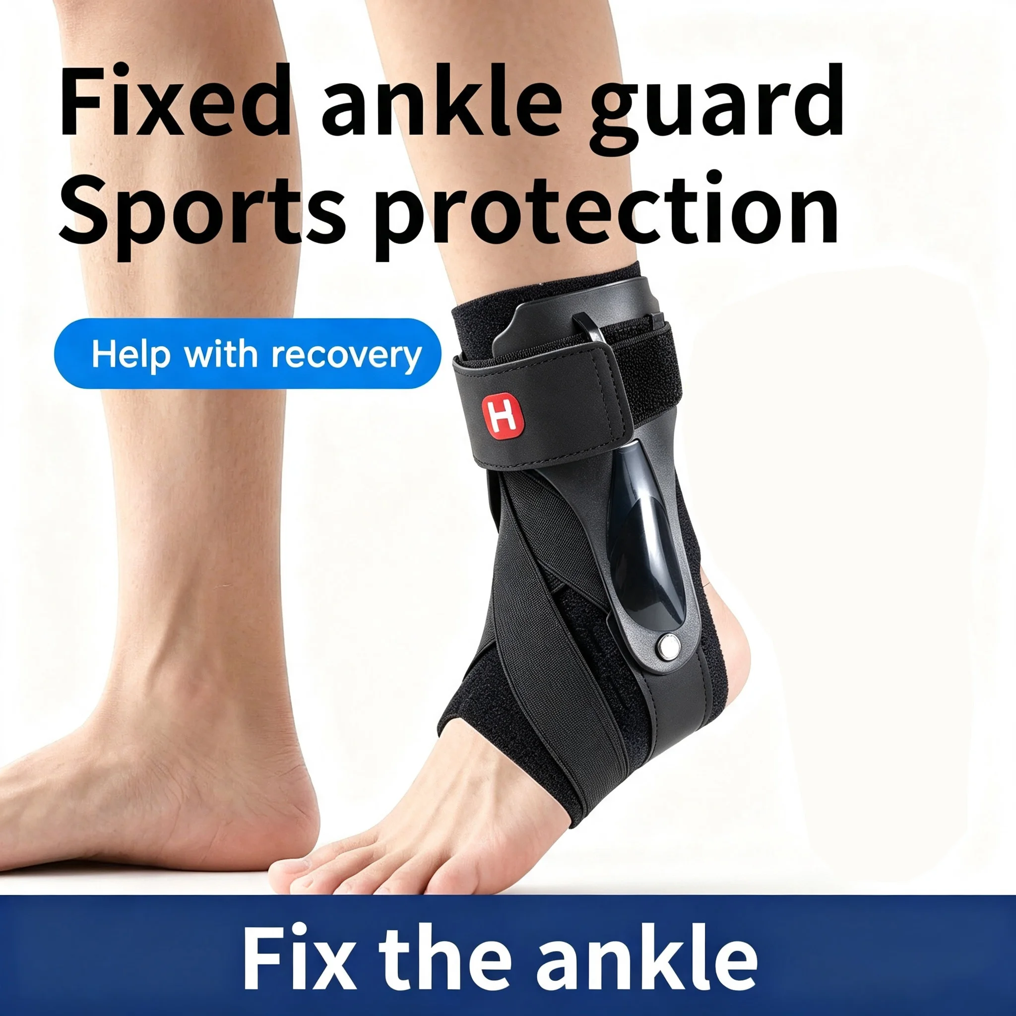 Ankle Brace Support with Side Stabilizers, Sports Ankle Guard for Sprain Injury Recovery, Adjustable Ankle Splint for Basketball