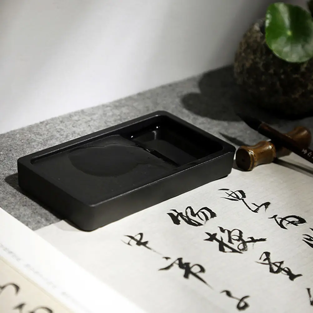 2Pcs Calligraphy Inkstones High-Quality Two-Sided Ink Slabs Lightweight Portable Inkstones for Students Calligraphy Painting