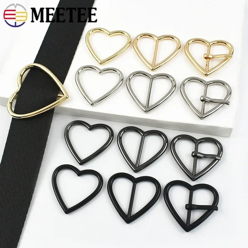 10/20 قطعة Meetee 20-40 مللي متر حلقة معدنية مشبك حزام ضبط المشبك طوق بكلاب حقيبة حزام ثلاثي الإنزلاق المتزلجون شكل قلب خواتم اكسسوارات #6