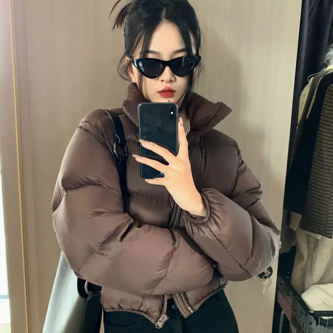 

Chic Cropped Jackets Winter Women's Clothing Short Parkas Design Puffer Jacket Warm Windproof Outerwear Thick Coat Streetwear
