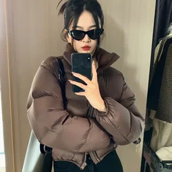 Chaquetas recortadas elegantes para mujer, Parkas cortas, chaqueta acolchada de diseño, abrigo grueso cálido a prueba de viento, ropa de calle de invierno