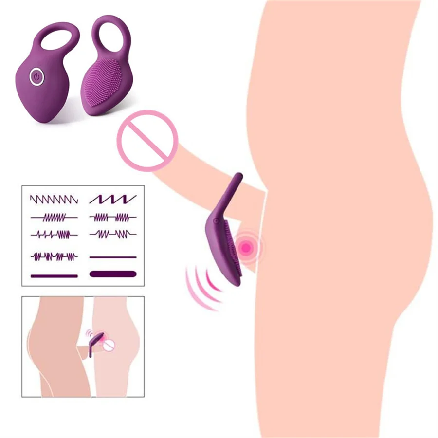 Penis Ring Vibrator Clitoris Stimulator Delay Ejaculation Lick Vagina Orgasm Lock Fine Sleeve Vibrator Sex Toys For Couples