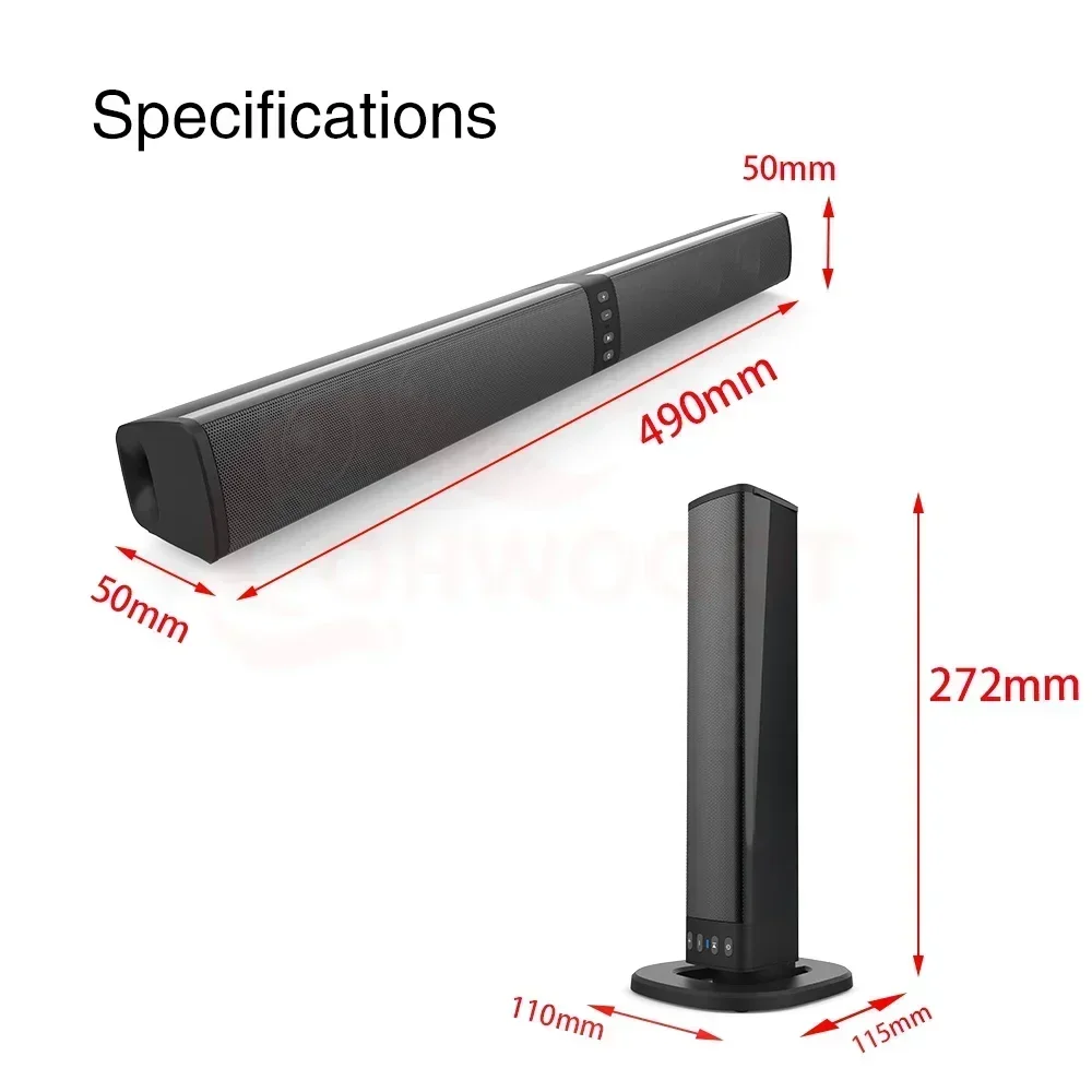 Wireless Bluetooth TV Sound Bar 2 Speaker System Home Theater Subwoofer Soundbar Portable Loud Rechargeable 2 IN1 Speaker