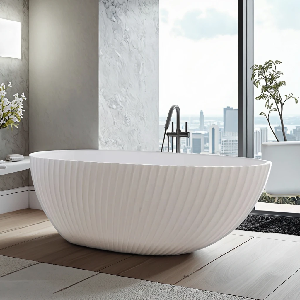 European Style White Acrylic Freestanding Bath Tub Modern Walk-in Bathroom Bathtub With Overflow Soaking Function For Hotels