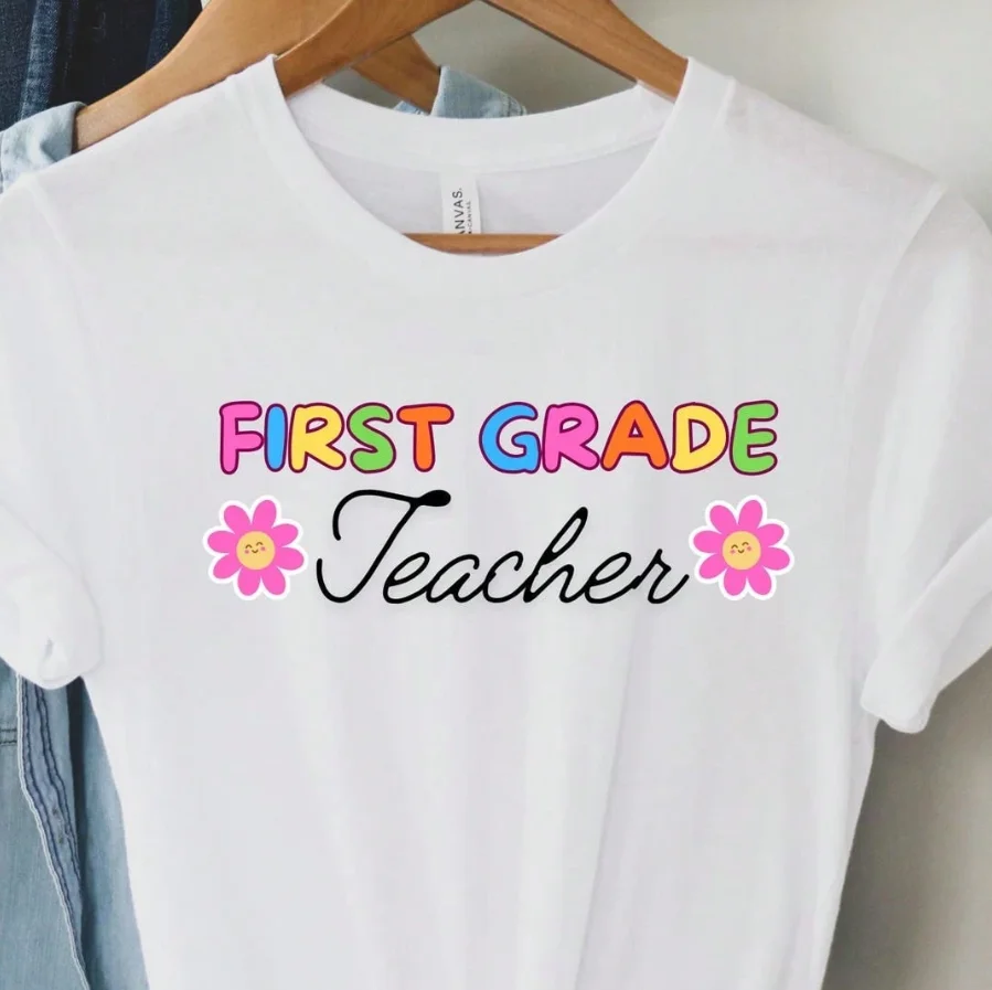Girls White Back To School Cotton Short Sleeve Tee,A,Back To School,First Grade,3rd Grade,4 Of July,1st Grade Cutie Shirt