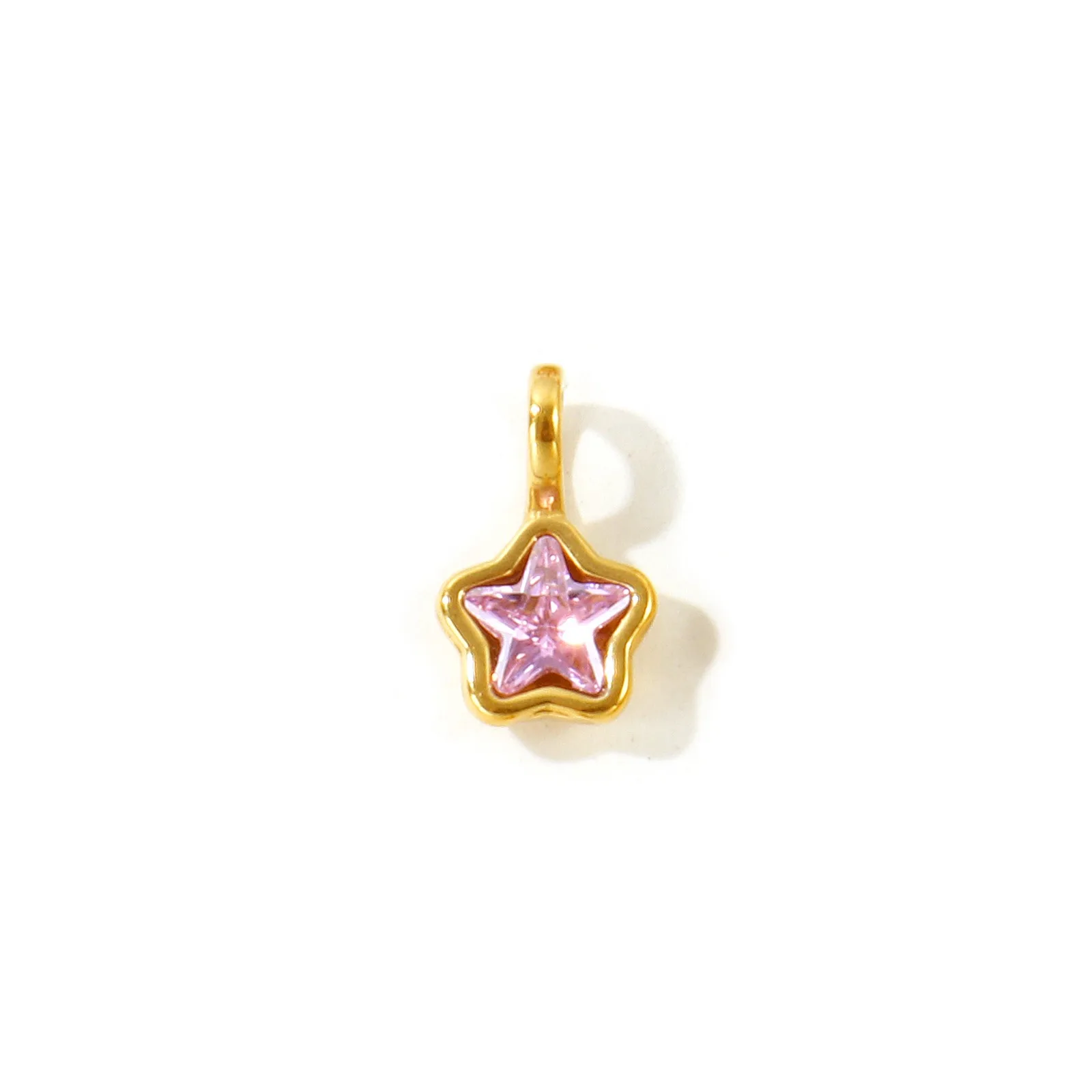 5 Stück Kubische Zirkonia Mini-Anhänger Geometrisches Herz Stern 18K Vergoldeter 304 Edelstahl Anhänger DIY Halskette Schmuck Großhandel – Detail 8