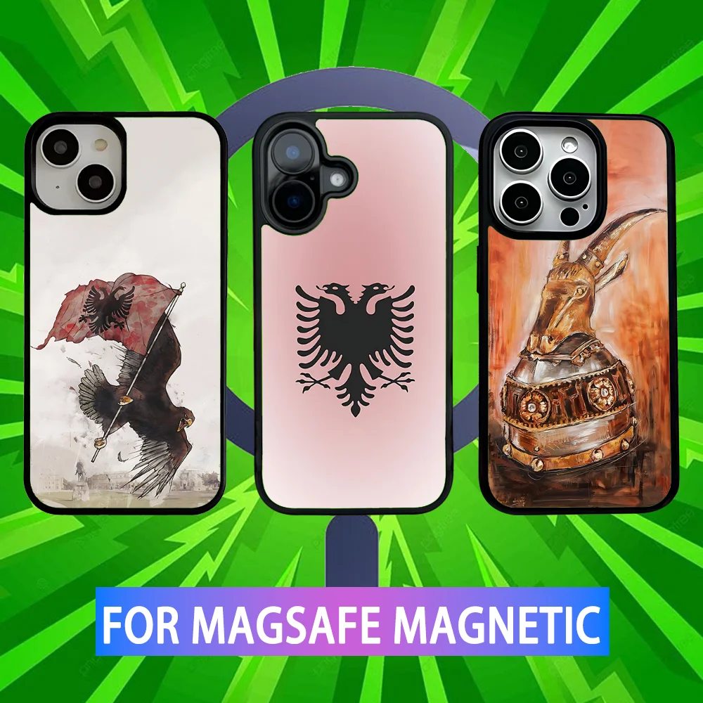

Flag of Albania Passport Phone Case For iPhone 16,15,14,13,12,11,Pro,Max,Plus,Mini,SE New Magsafe Magnetic Wireless Charging
