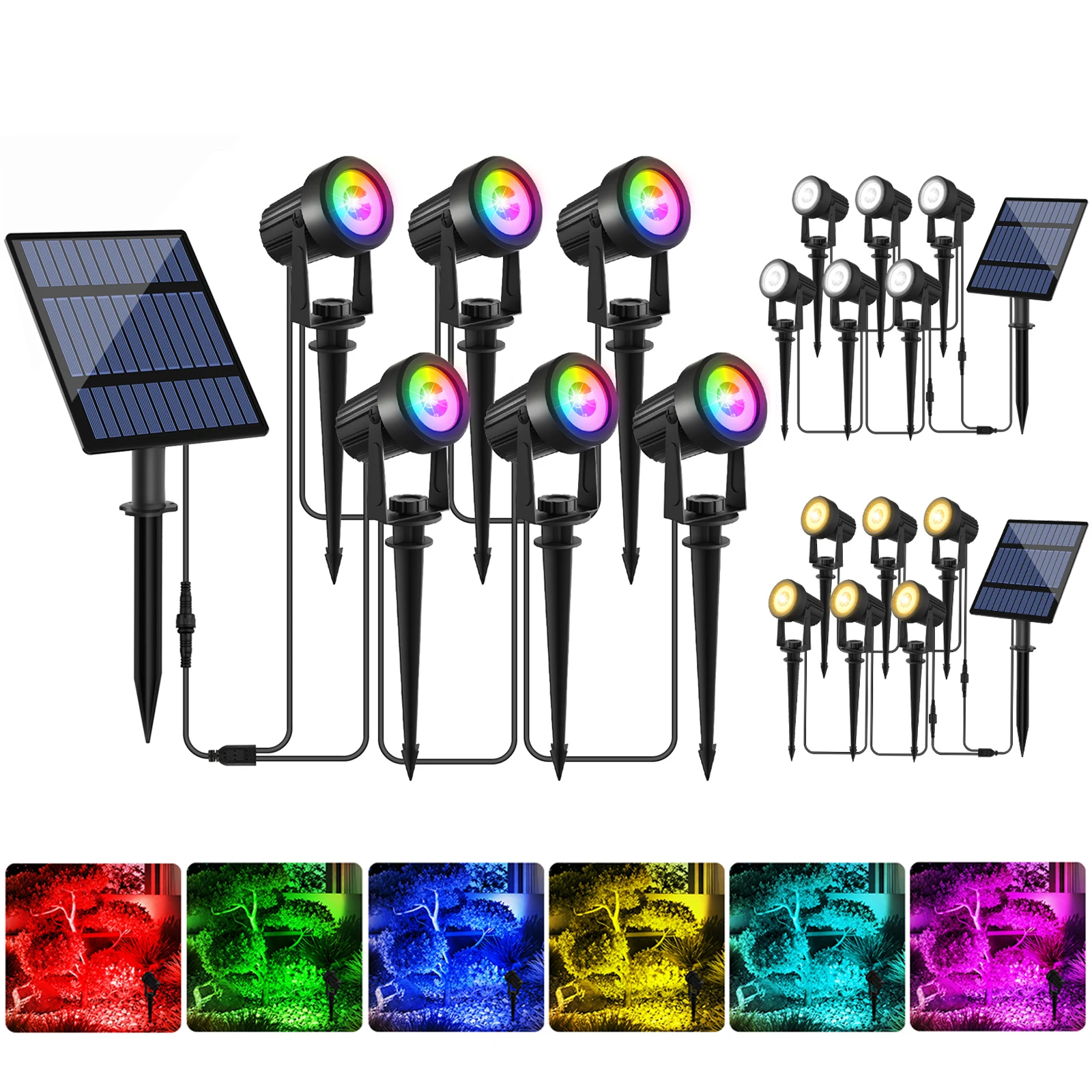 RGB/3000K/6000k lumière de jardin solaire projecteur d'énergie solaire extérieure IP65 étanche applique murale lampe de pelouse pour cour pelouse passerelle