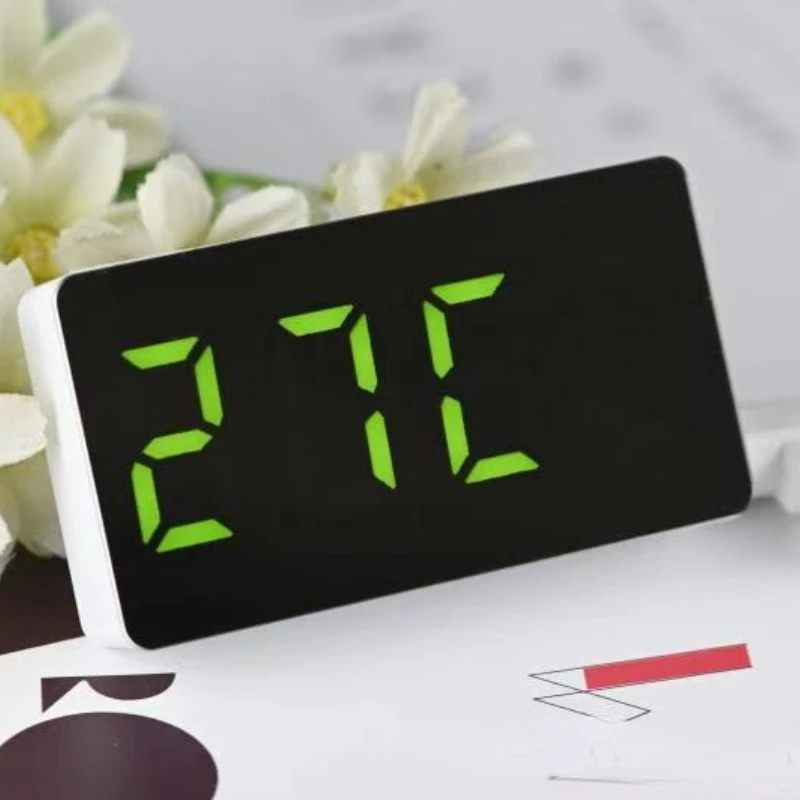 Mini Mirror Table Clock Multifunctional Digital Alarm Snooze Display Time Night LED Light Desk Desktop Home Decor Gifts Children