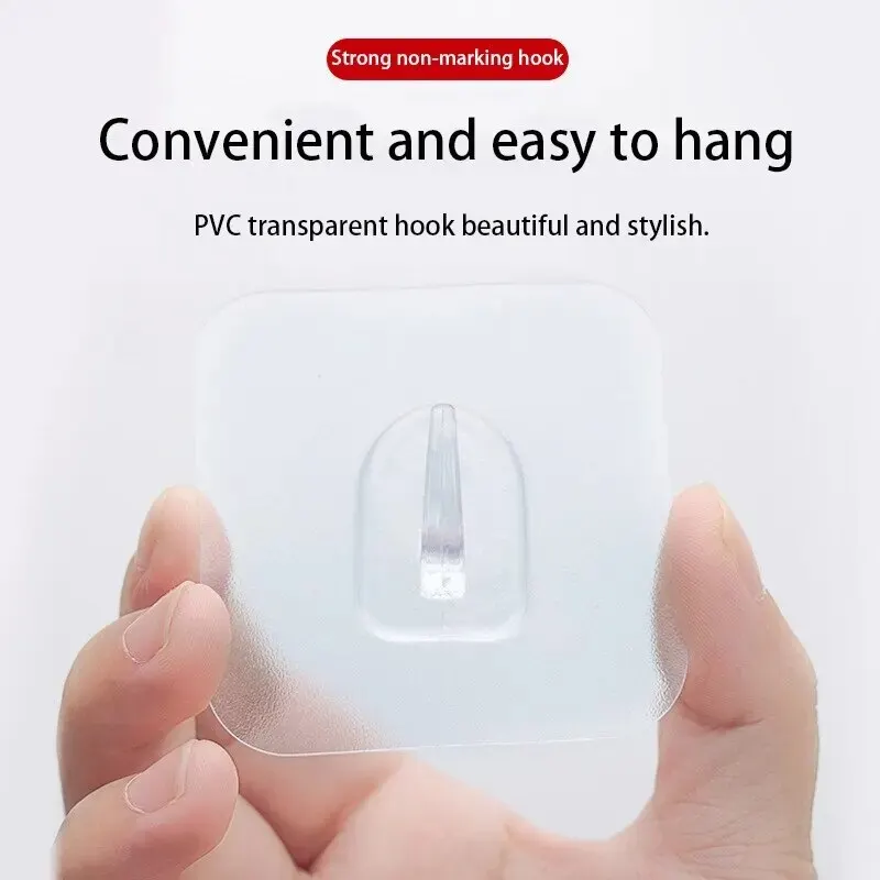 30PCS Wall Hooks Transparent Strong Self Adhesive Key Towel Door Wall Hanger Hanging Kitchen Bathroom Accessories Hooks image 2