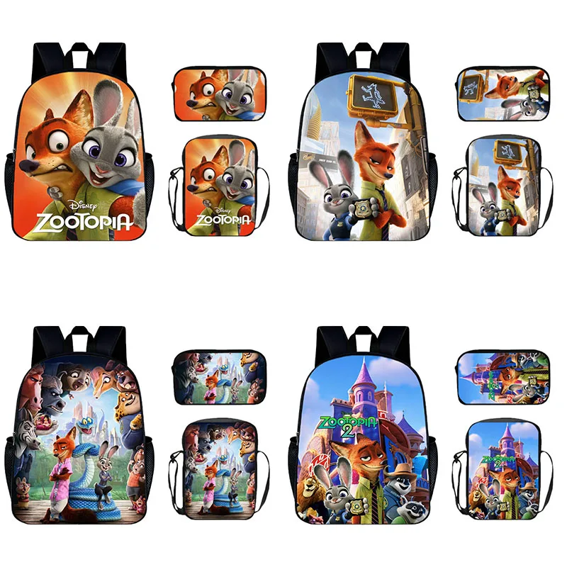 

3pcs Disney Zootopia 2 School Backpack Cartoon Lunch Bags Pencil Case Anime Lightweight Cosplay Large Capacity School Bags Gift