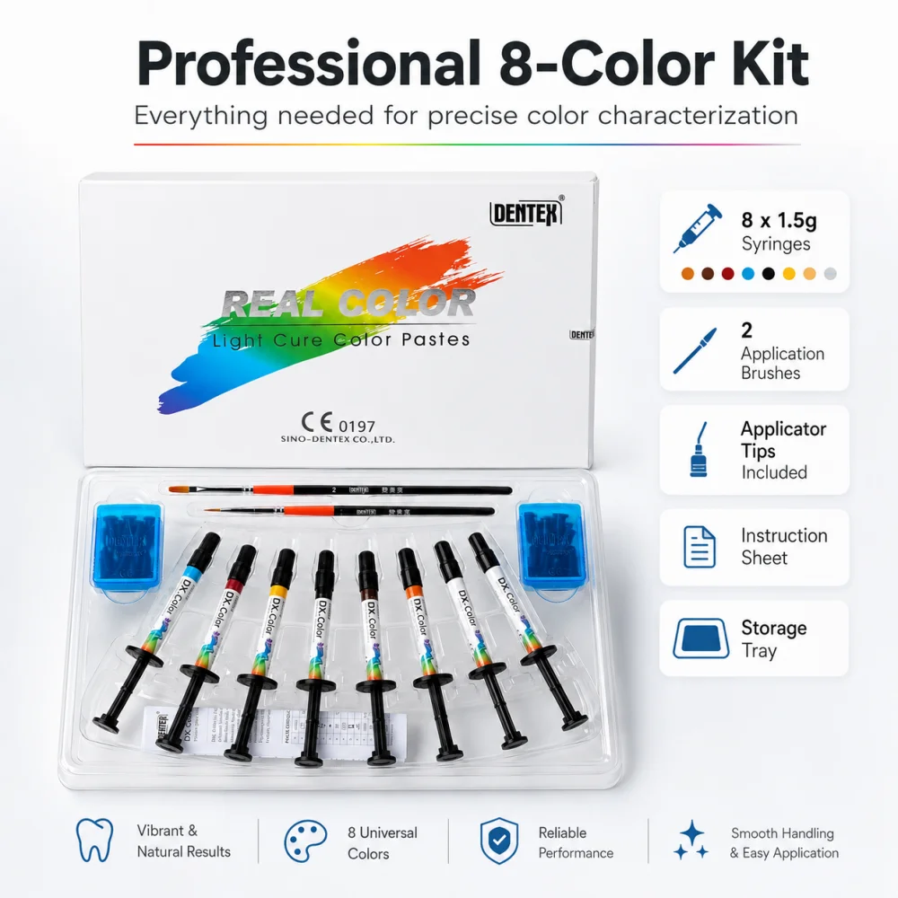 Dentex REAL COLOR Light Cure Color Pastes Dental Multicolored Dyeing Resin DX Color Flowable Resin Oral  Repair Flowing Material