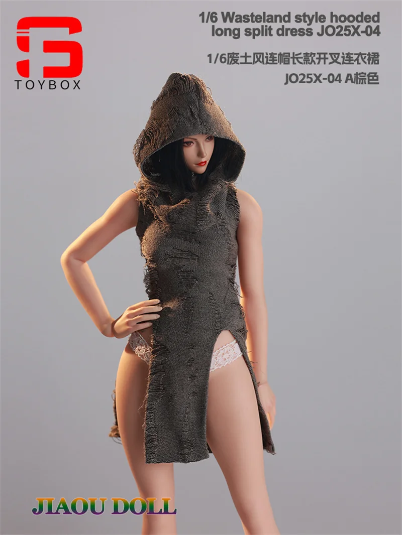 JO25X-04 1/6 Skala Wasteland Stil Mit Kapuze Split Kleid Kleidung Modell Fit 12'' Weibliche Soldat Action Figur Körper