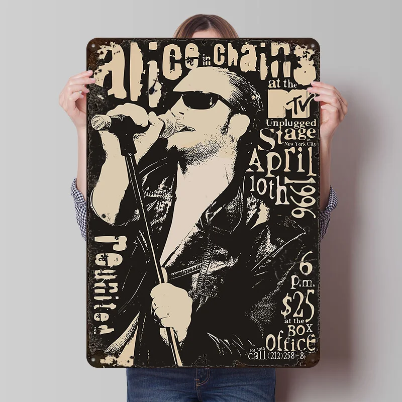Alice in Chains Metal Poster Customized Wall Art Retro Vintage Tinplate Signs for Living Room Decorations Tin Sign Home Deco