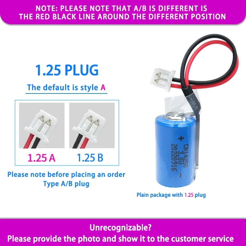 CXINYI CR14250 1/2AA 추가 1.25 플러그, 일회용 리튬 배터리, 지능형 변기 센서, 밥솥 카운터 PLC 장비, 3V